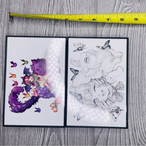 2 framed Camilla d’errico post card prints 4x6 inch prints sketch / colorful cat - Picture 4 of 7